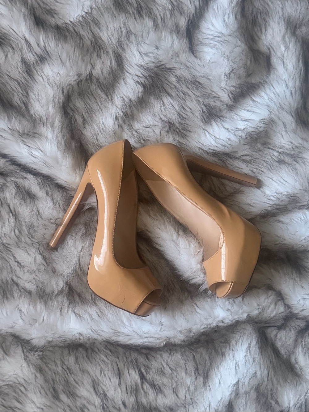 Prada Beige Patent Peep-Toe Platform Pumps- REPOSHED ITEM!!